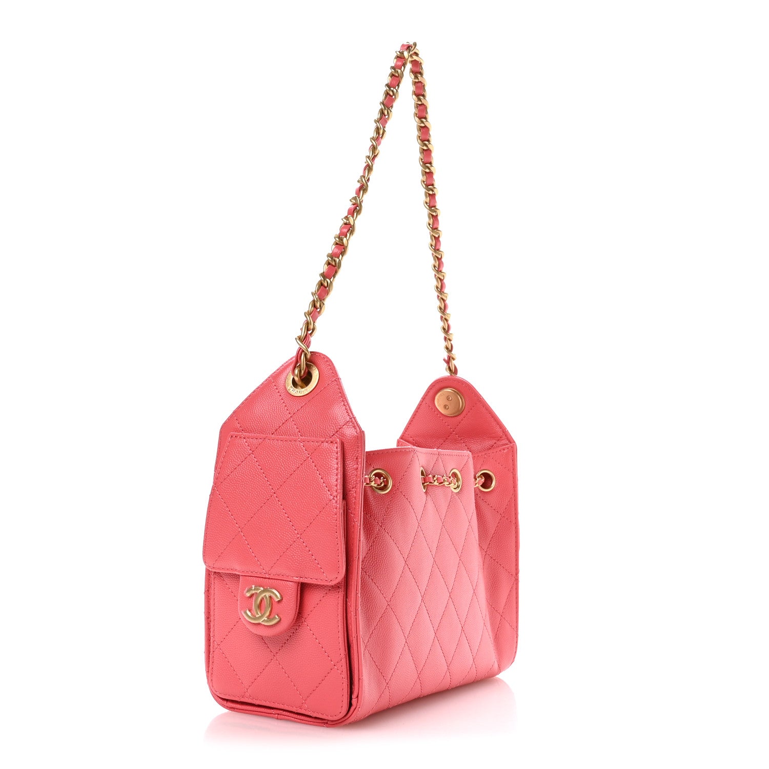 Chanel Caviar Quilted Mini Chanel 25 Handbag Coral 3 of 11