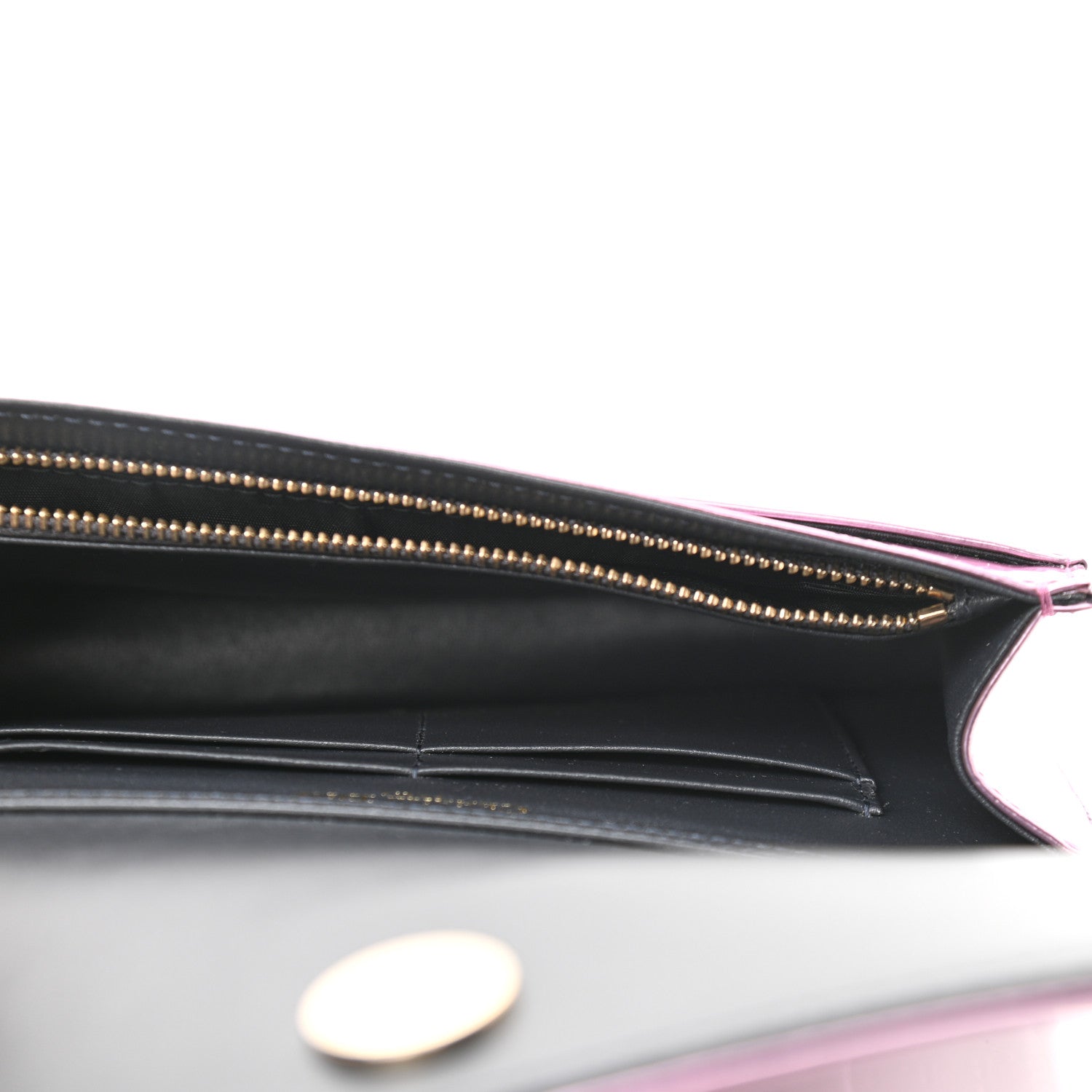 Christian Dior Metallic Patent Micro-Cannage Diorama Wallet on Chain Pouch Pink 5 of 10