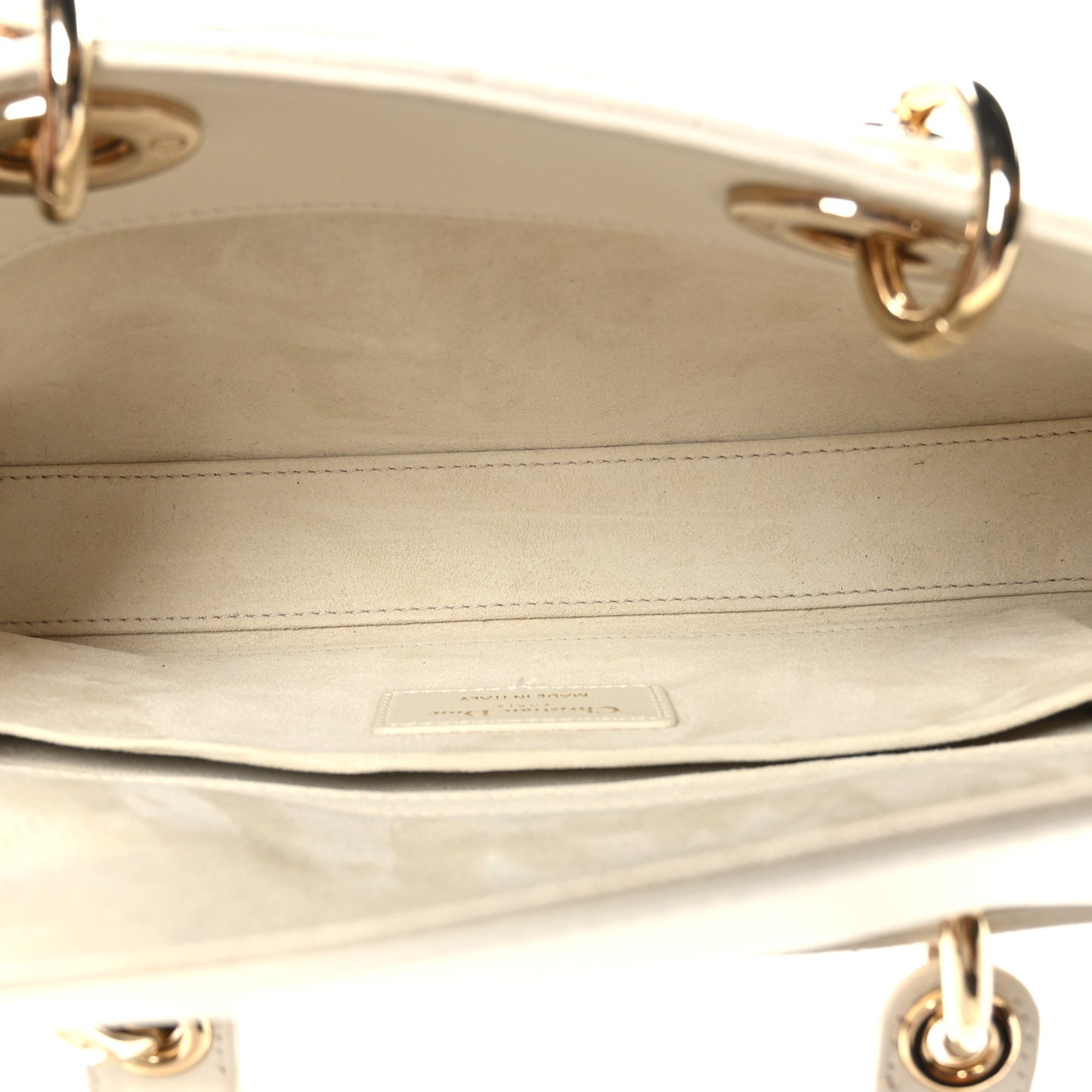 Lambskin Cannage Medium Lady D-Joy White