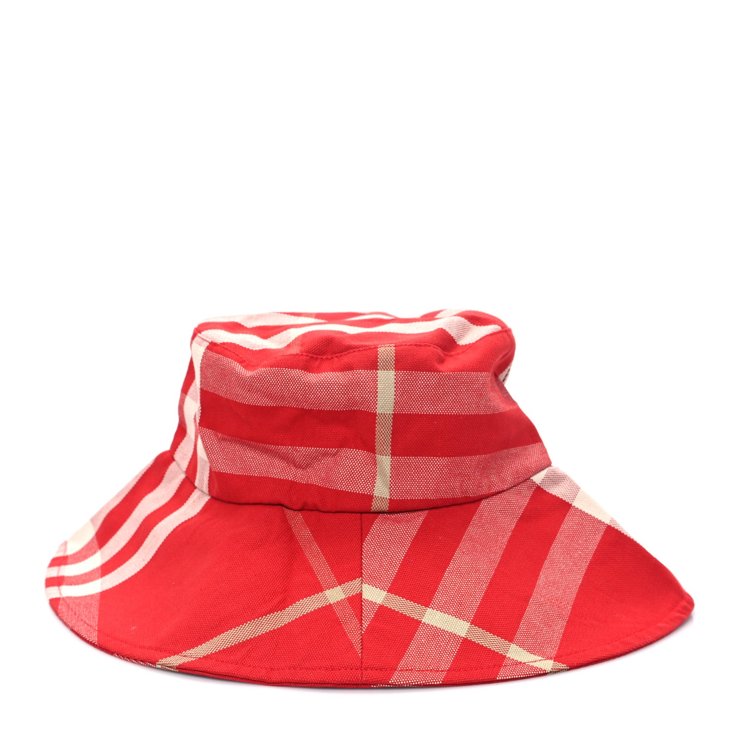 Burberry Technical Cotton Vintage Check Wide Brim Bucket Hat L Red 4 of 10