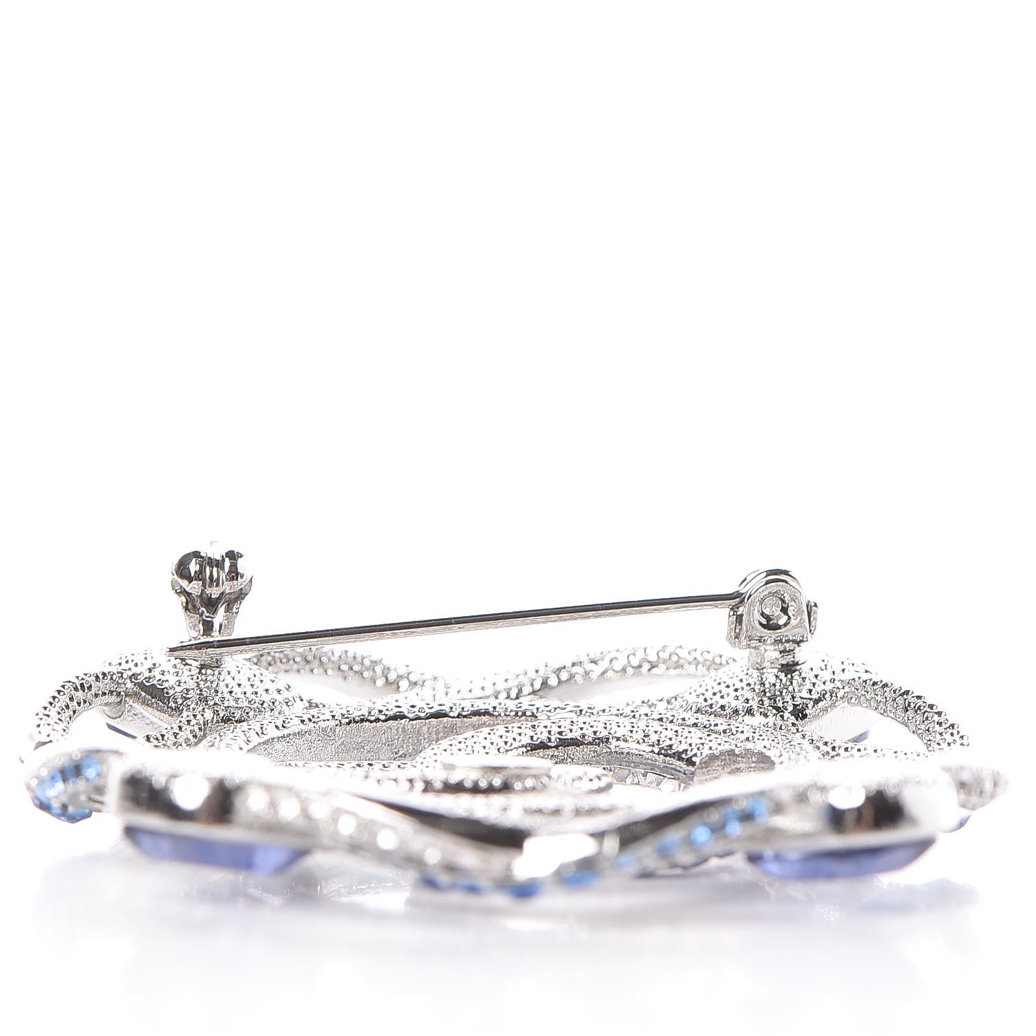 Chanel Crystal CC Brooch Silver Blue 5 of 6