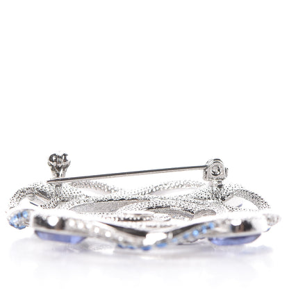 Chanel Crystal CC Brooch Silver Blue 5 of 6