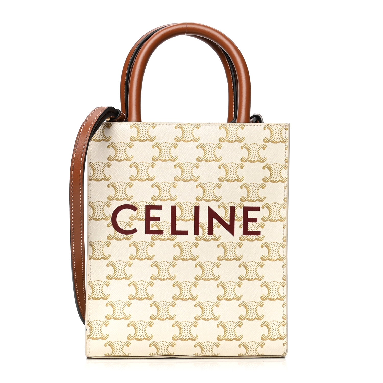 Celine Triomphe Canvas Calfskin Mini Vertical Cabas White 1 of 4