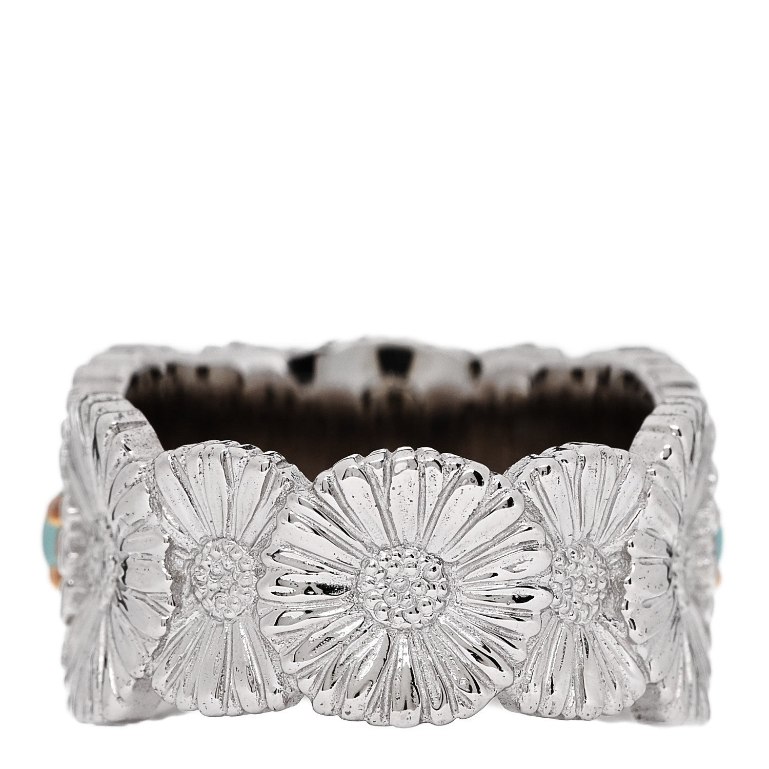 Buccellati Sterling Silver Gold Vermeil Blue Agate Blossoms Daisy Color Eternelle Ring 53 6.25 3 of 7