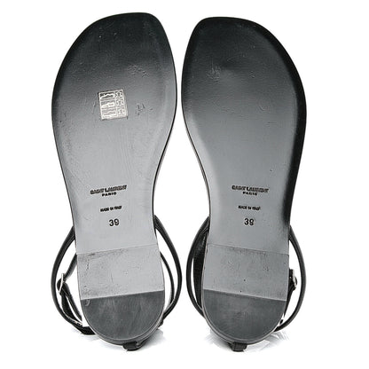 Saint Laurent Patent Calfskin Nu Pieds 05 Sandals 39 Black 4 of 5
