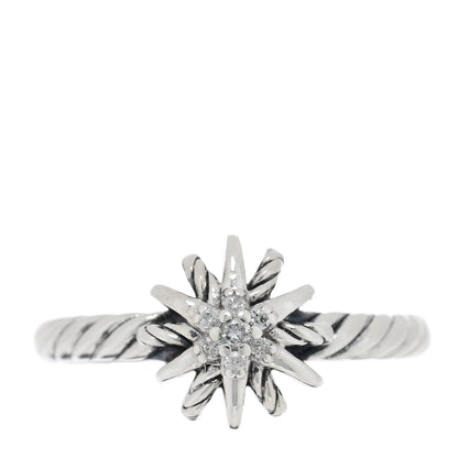 David Yurman Sterling Silver Diamond Petite Starburst Ring 50 5.25 1 of 4