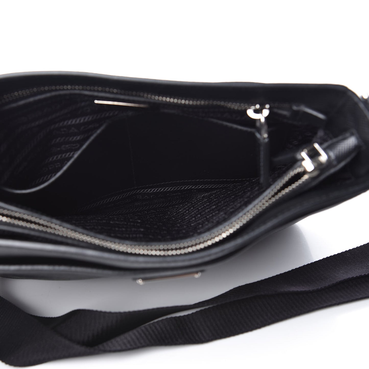 Saffiano Cuir Flat Messenger Bag Black