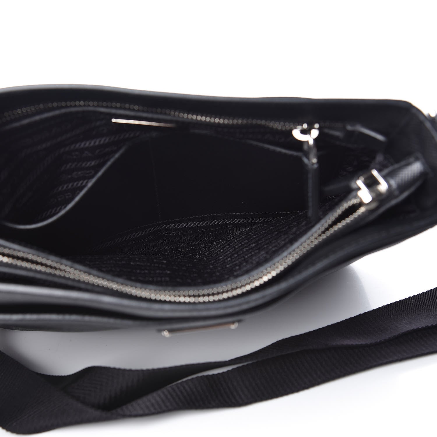 Prada Saffiano Cuir Flat Messenger Bag Black 6 of 11