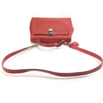 Hermes Chevre Leather KELLY 25 Vermillion w Strap 6 of 13