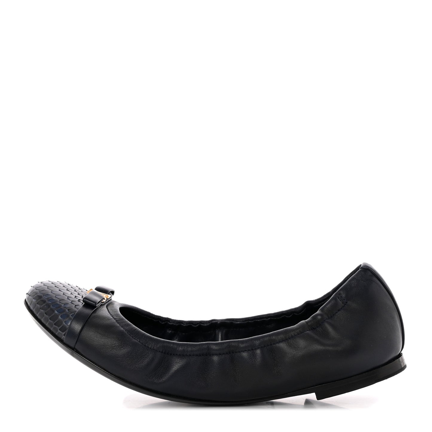 Snakeskin Nappa Elba Ballet Flats 37.5 Navy