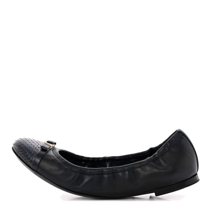 Louis Vuitton Snakeskin Nappa Elba Ballet Flats 37.5 Navy 1 of 14