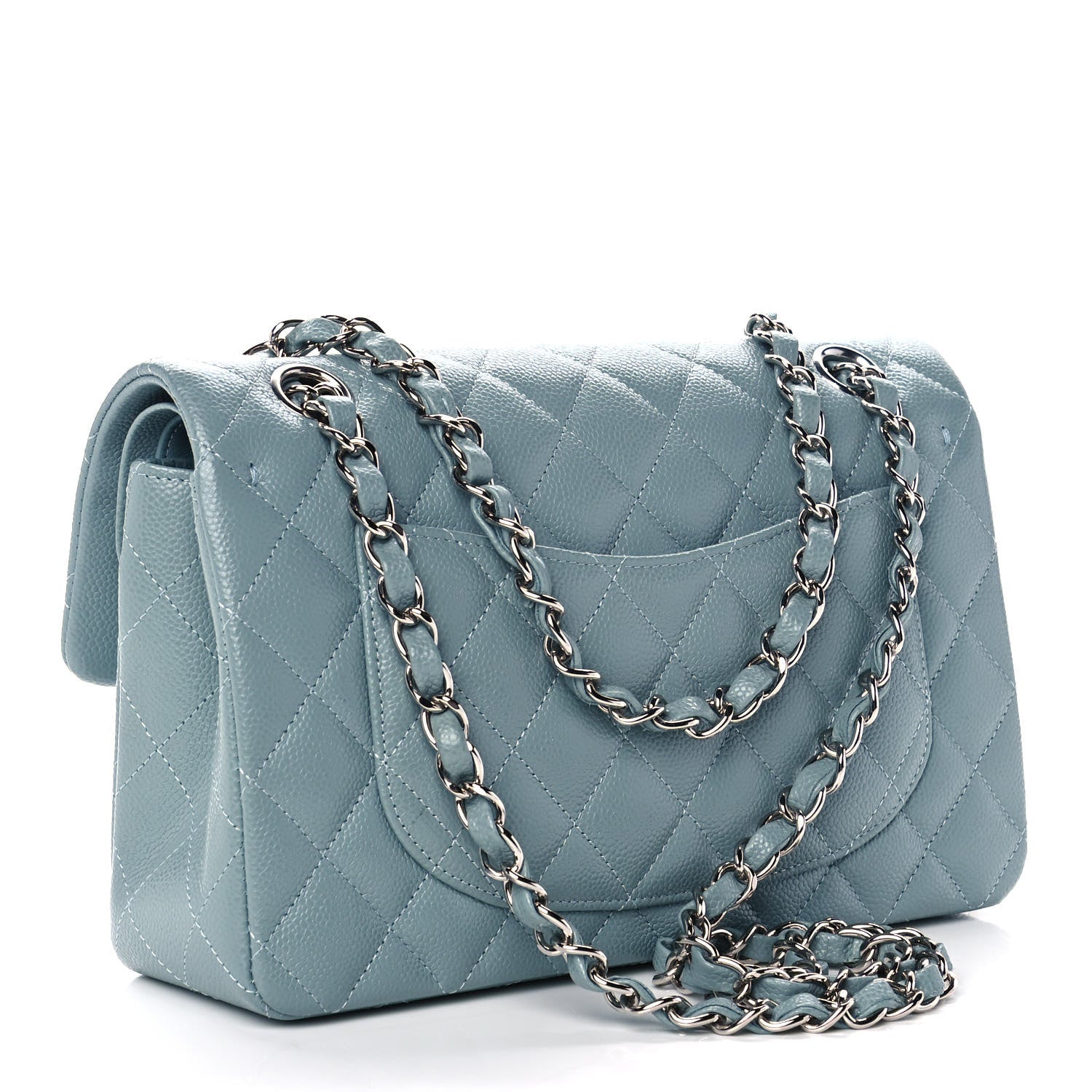 Chanel Caviar Quilted Small Double Flap Light Blue 3 of 11
