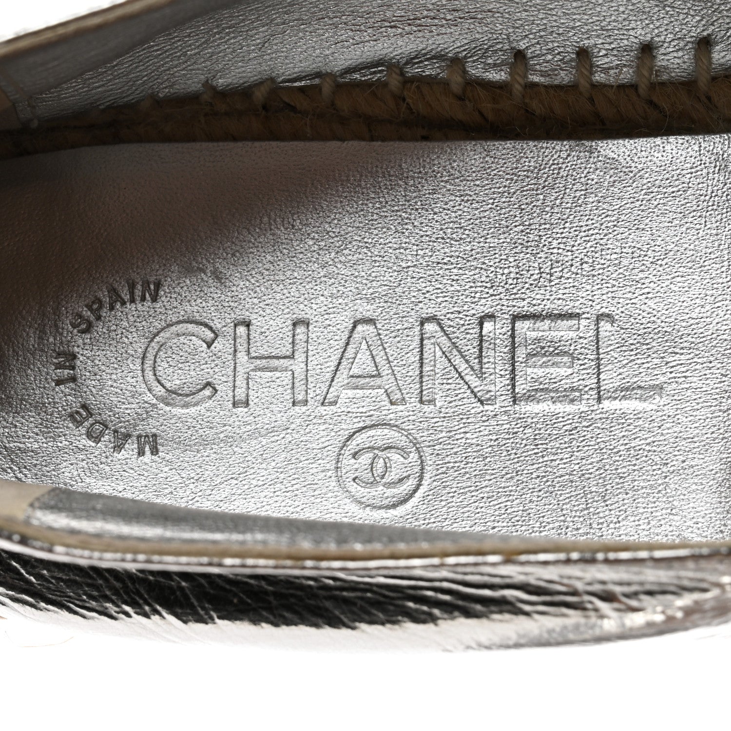 Chanel Laminated Goatskin CC Espadrilles 38 Silver 7 of 9