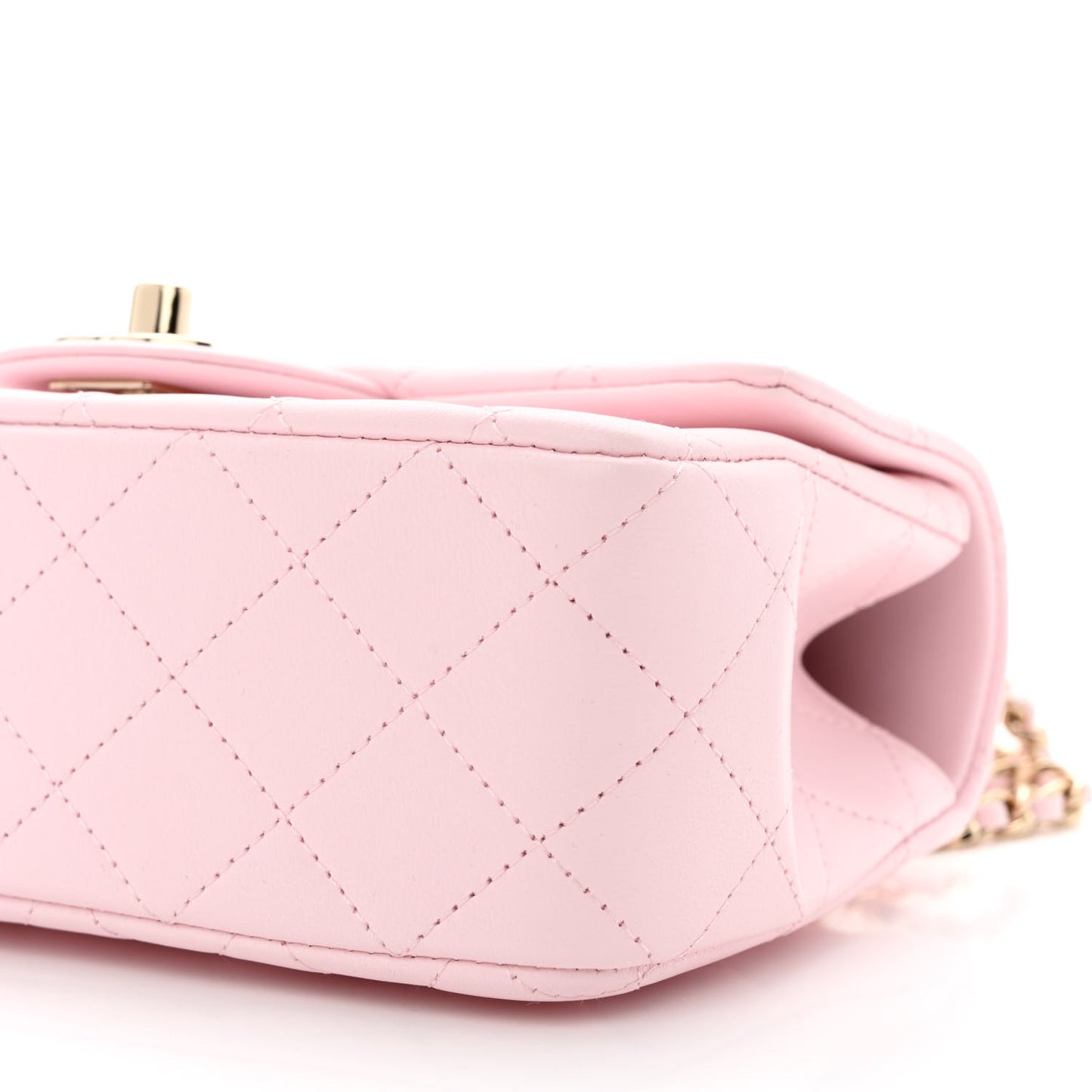 Lambskin Quilted Mini Top Handle Rectangular Flap Light Pink