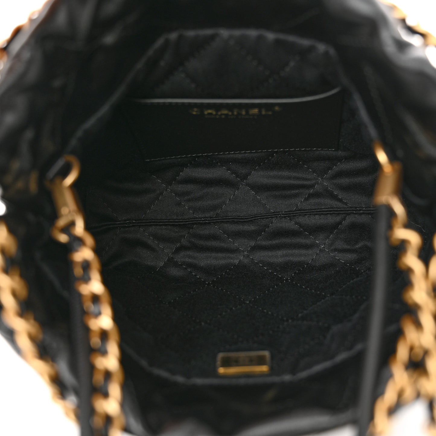 Shiny Calfskin Quilted Mini Chanel 22 Black