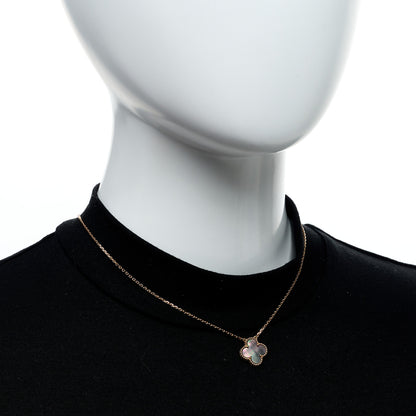 Van Cleef & Arpels 18K Rose Gold Gray Mother of Pearl Vintage Alhambra Pendant Necklace 2 of 6