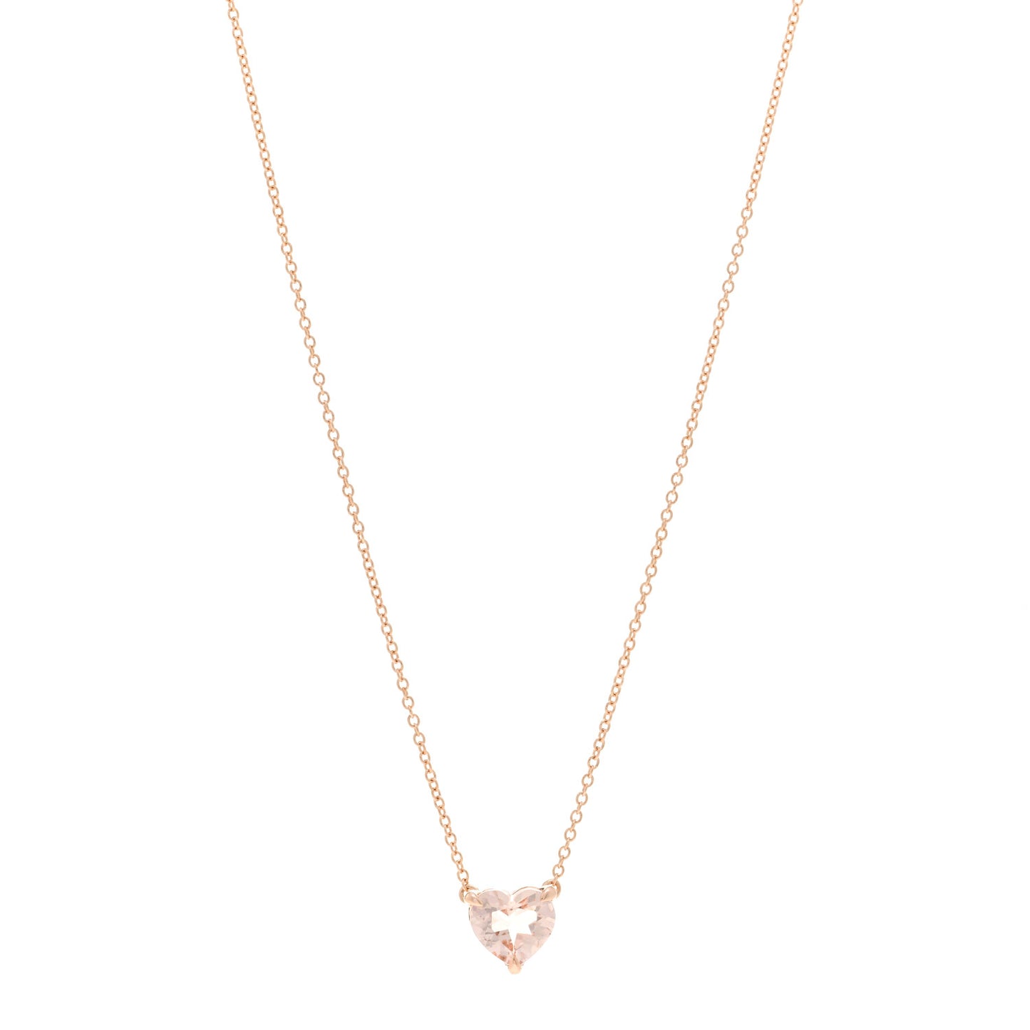 18K Rose Gold Morganite 8mm Chatelaine Heart Pendant Necklace