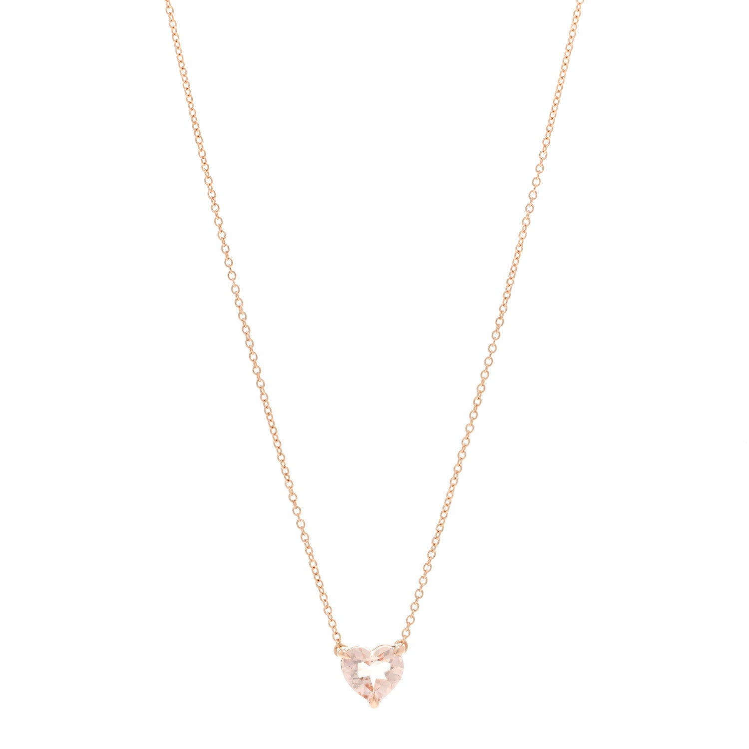 David Yurman 18K Rose Gold Morganite 8mm Chatelaine Heart Pendant Necklace 1 of 5