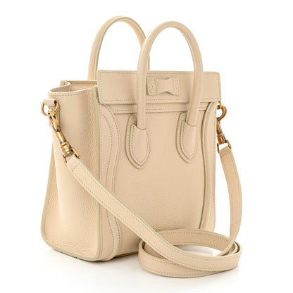 Celine Drummed Calfskin Nano Luggage Ivory 3 of 11