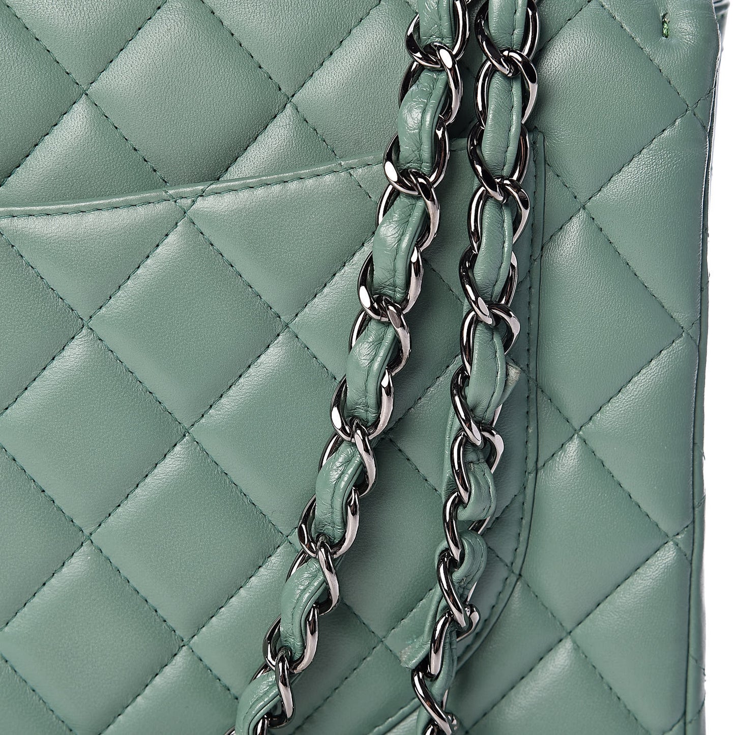Lambskin Quilted Maxi Single Flap Green