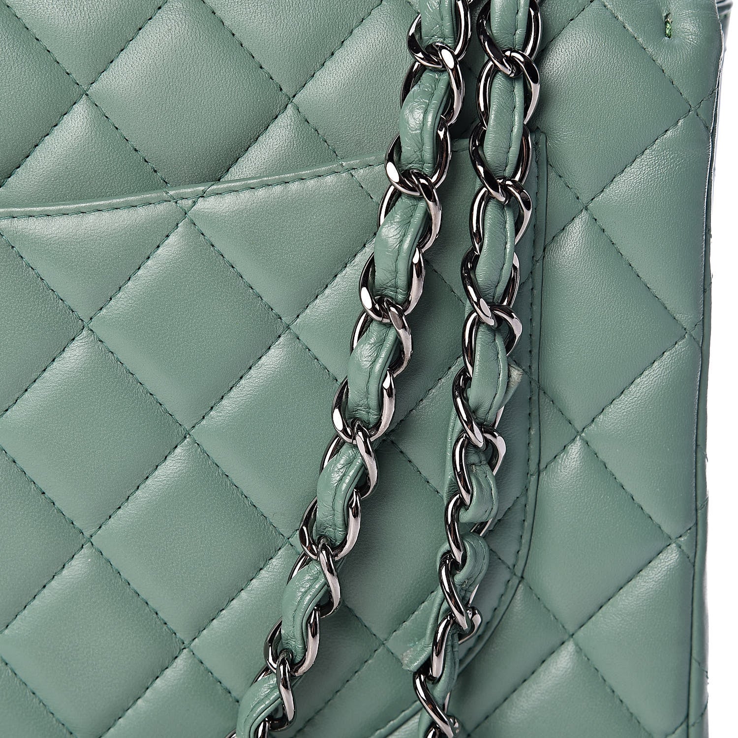 Chanel Lambskin Quilted Maxi Single Flap Green 14 of 16
