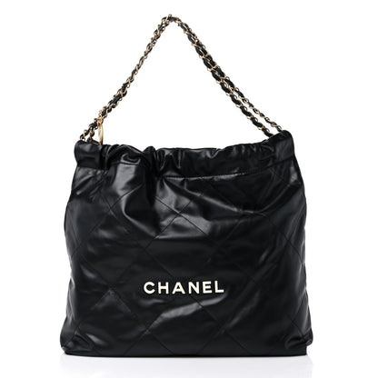 Chanel Shiny Calfskin Quilted Chanel 22 Black White 3 of 10