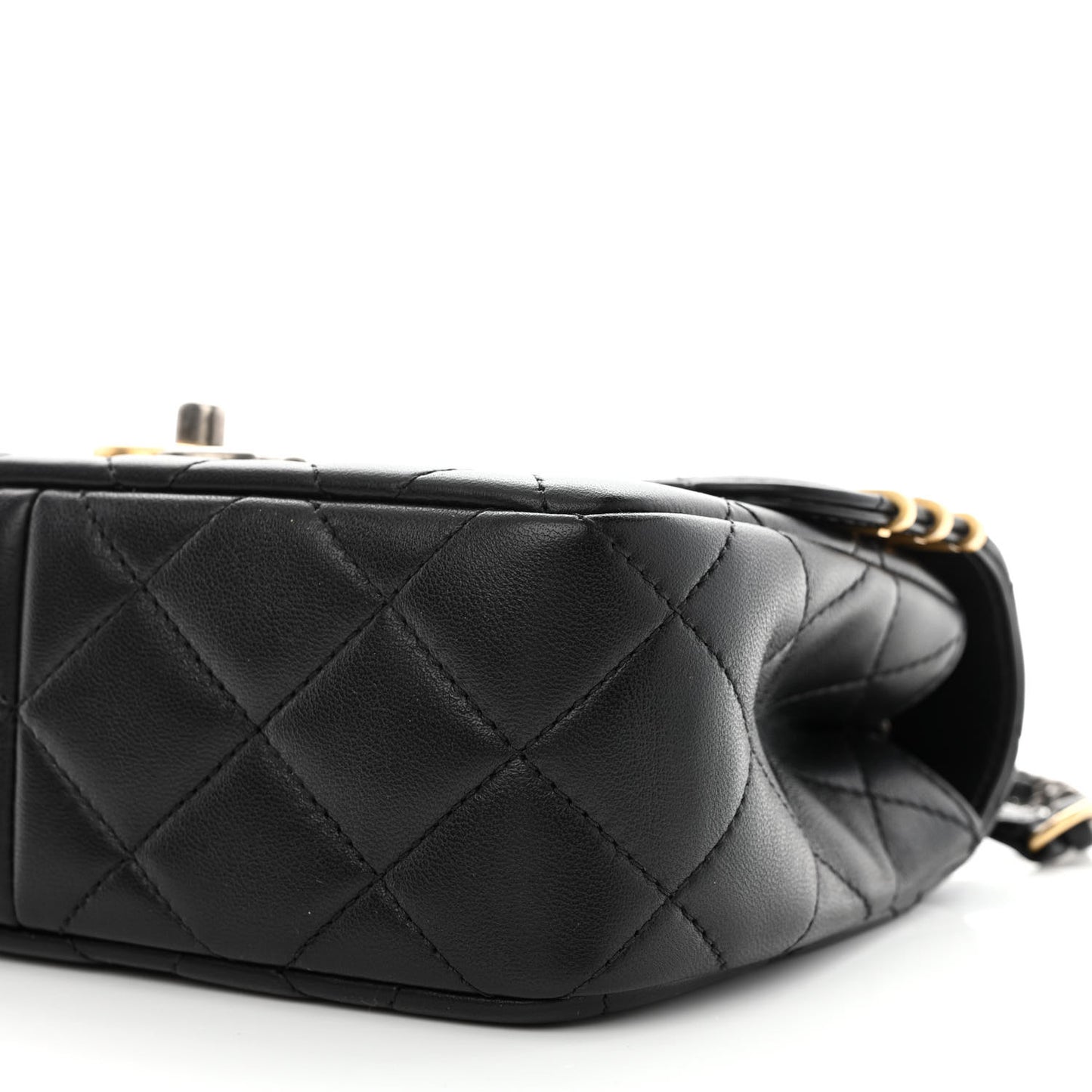 Lambskin Quilted Small Coco Clips Single Flap Black