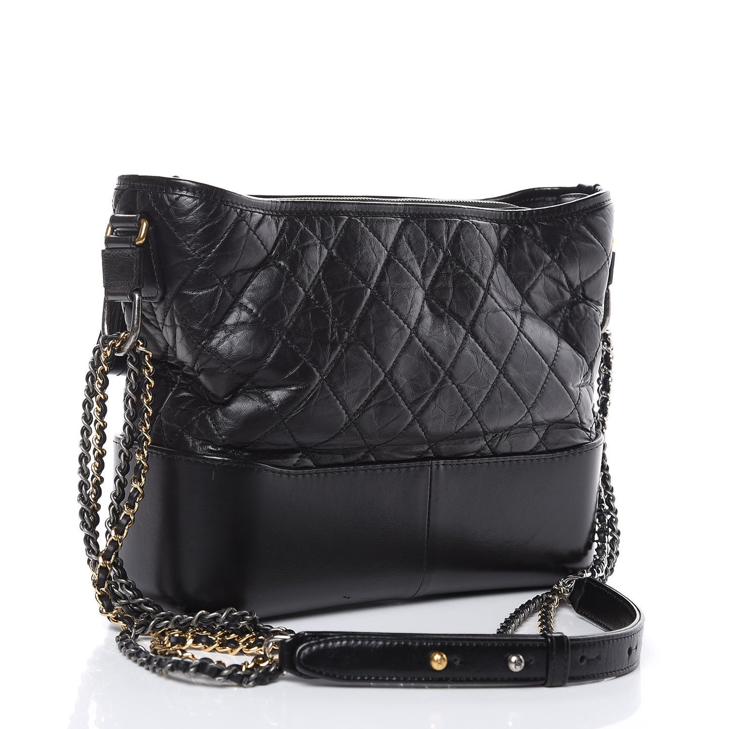 Aged Calfskin Quilted Medium Gabrielle Hobo Black