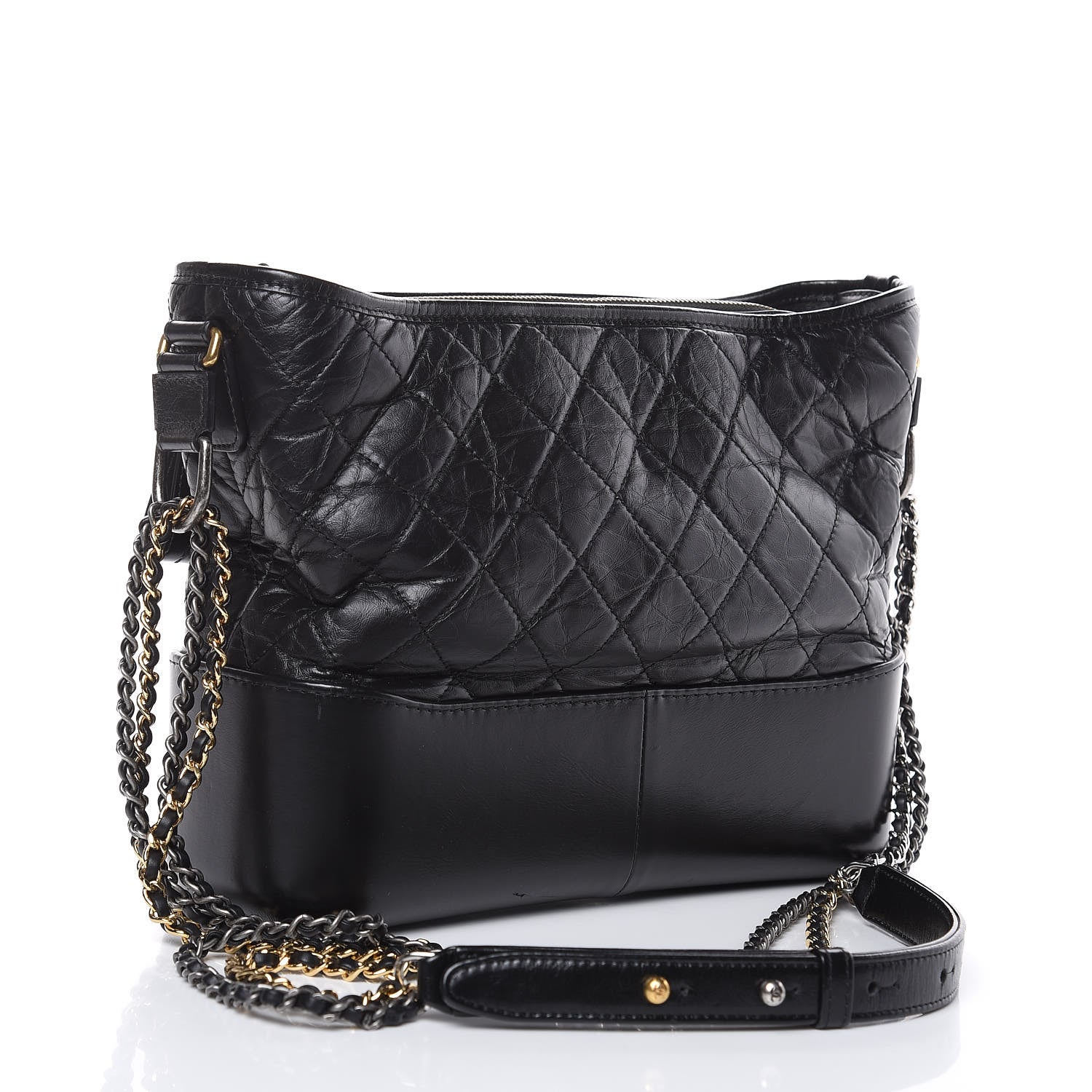 Chanel Aged Calfskin Quilted Medium Gabrielle Hobo Black 3 of 12