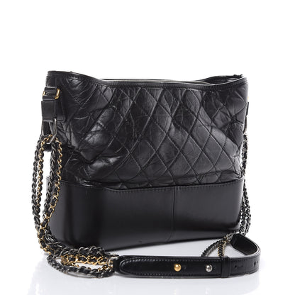 Chanel Aged Calfskin Quilted Medium Gabrielle Hobo Black 3 of 12
