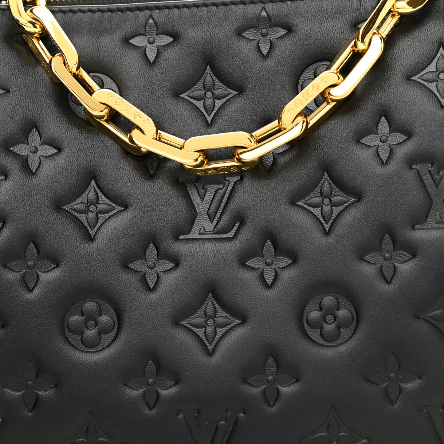 Lambskin Embossed Monogram Coussin PM Black