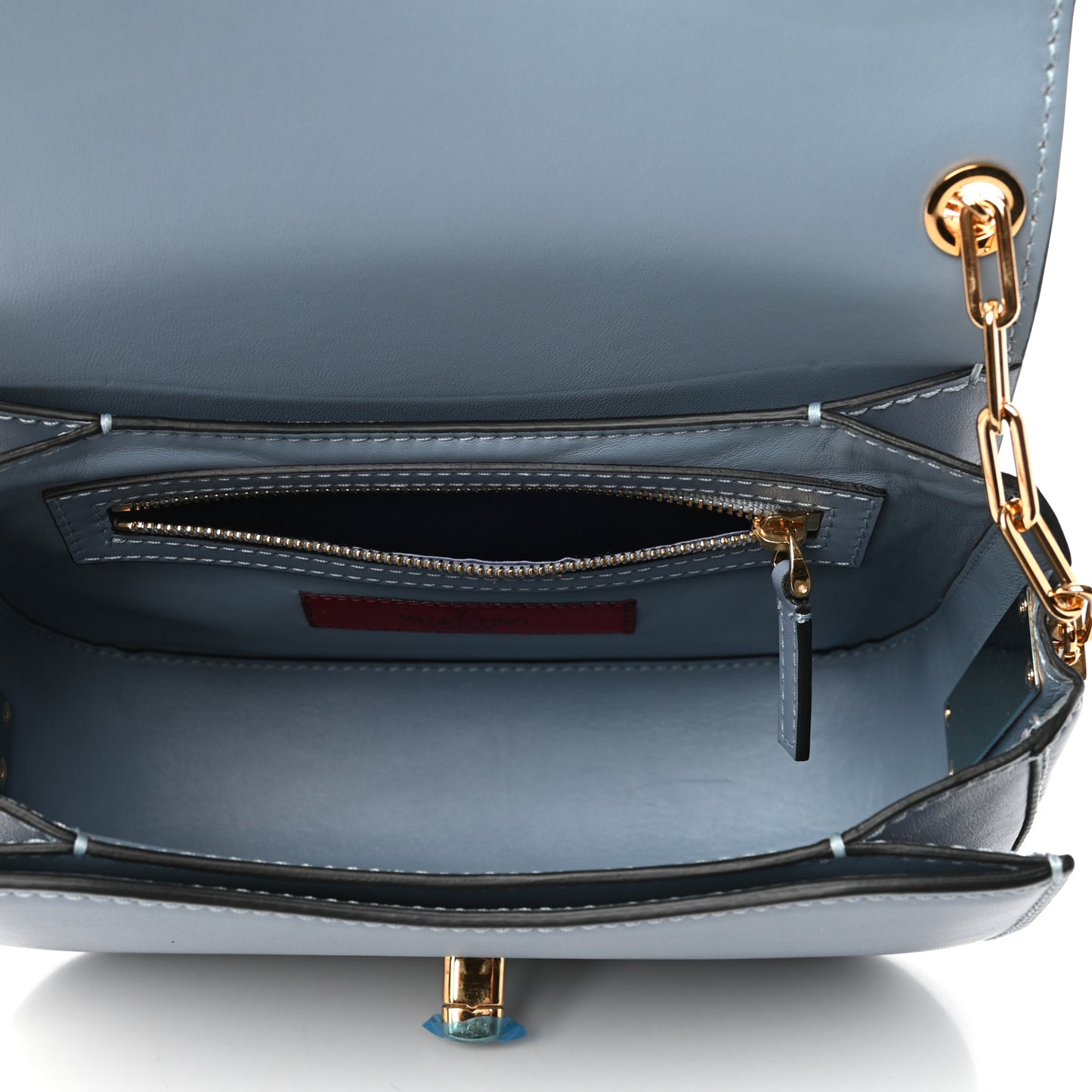 Vitello Chain Flap Bag Aqua