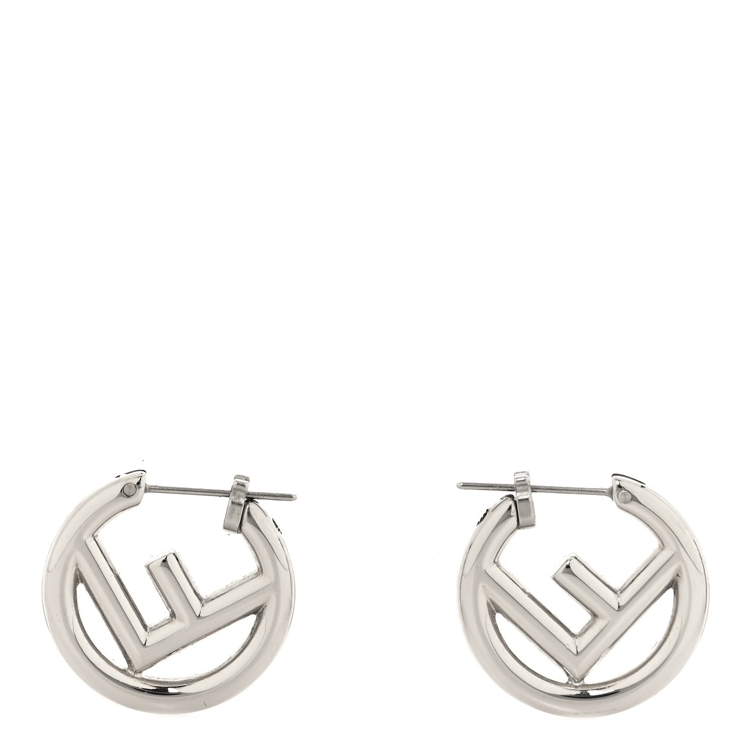Fendi Metal FF Hoop Earrings Silver 1 of 5