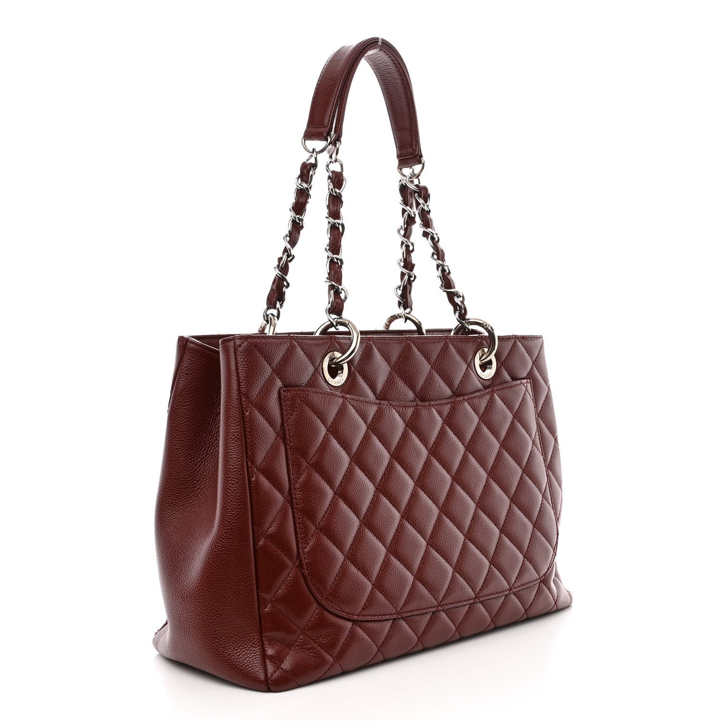 Caviar Quilted Grand Shopping Tote GST Burgundy