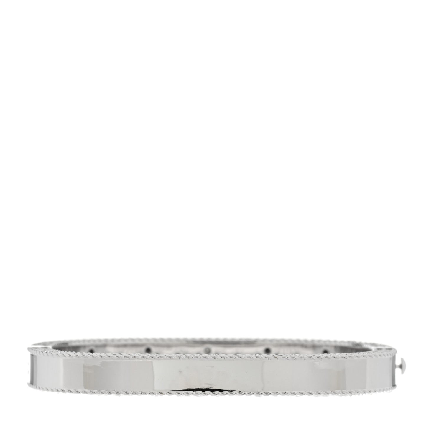 18K White Gold Diamond Black Diamond Princess Satin Fleur De Lis Bangle Bracelet