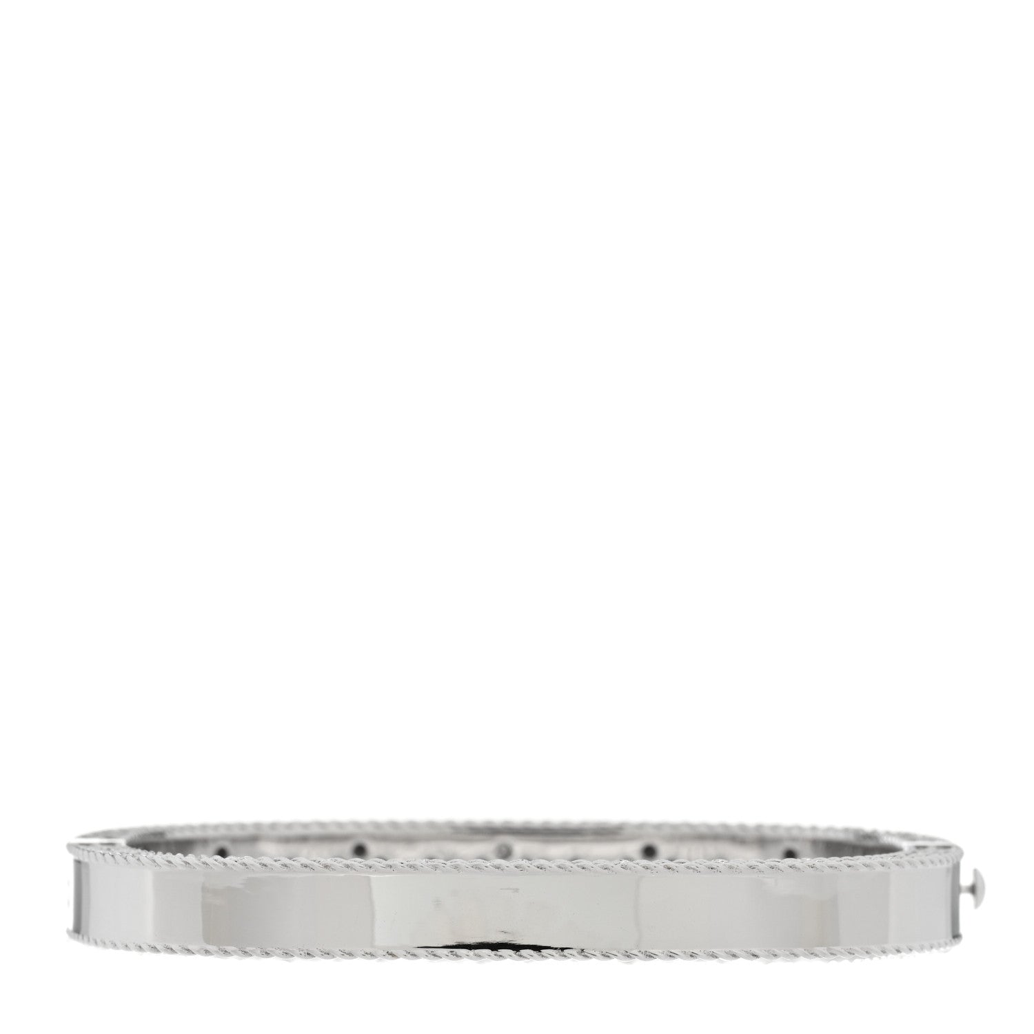 Roberto Coin 18K White Gold Diamond Black Diamond Princess Satin Fleur De Lis Bangle Bracelet 2 of 4