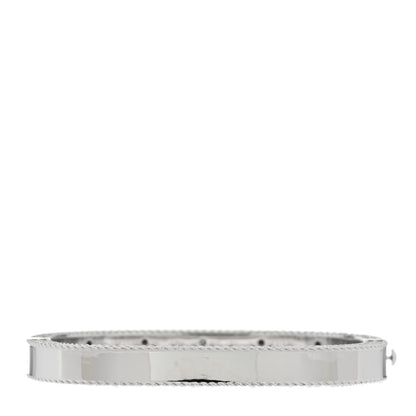 Roberto Coin 18K White Gold Diamond Black Diamond Princess Satin Fleur De Lis Bangle Bracelet 2 of 4