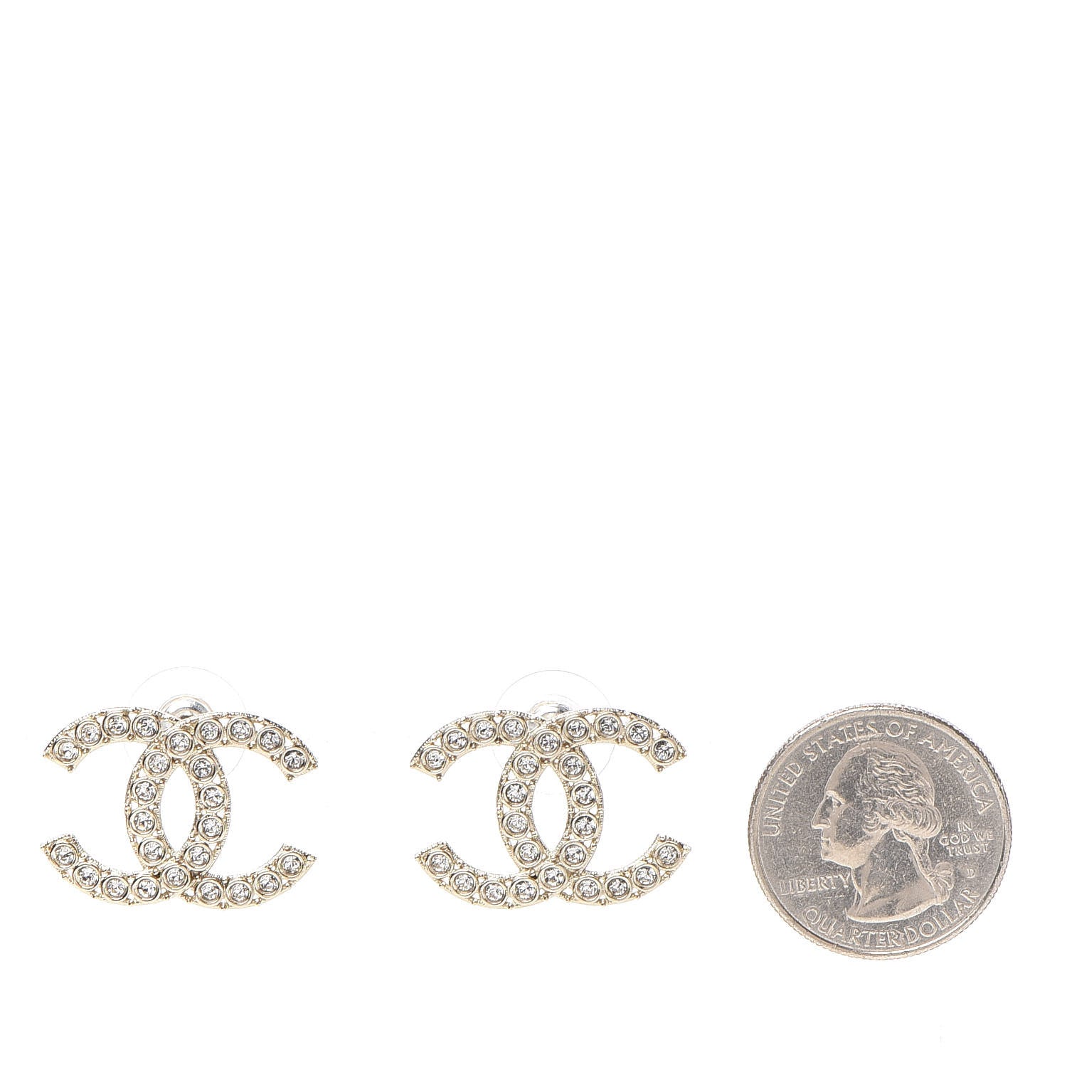 Chanel Crystal CC Earrings Light Gold 2 of 5
