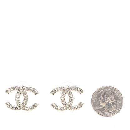 Chanel Crystal CC Earrings Light Gold 2 of 5