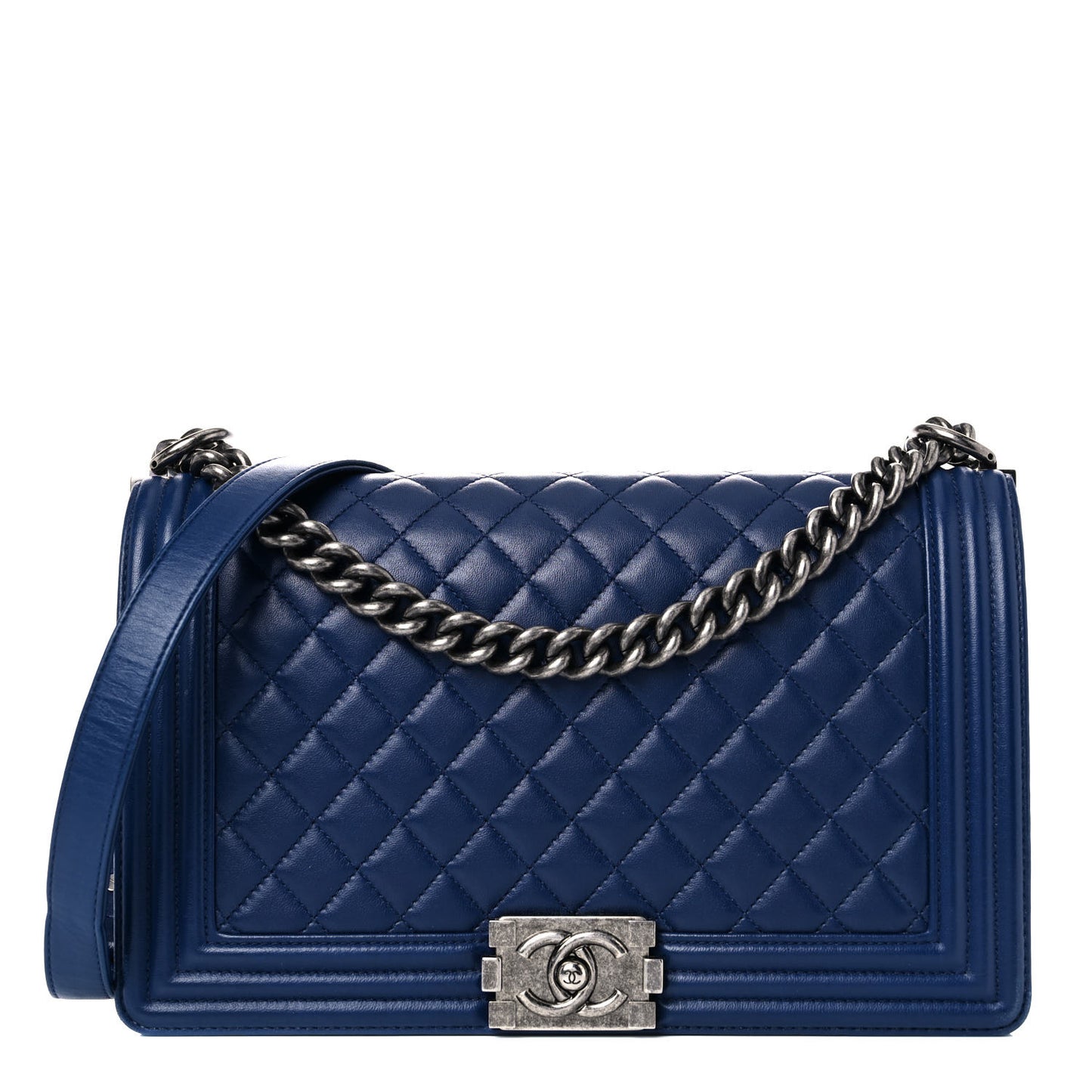 Calfskin Quilted New Medium Boy Flap Blue