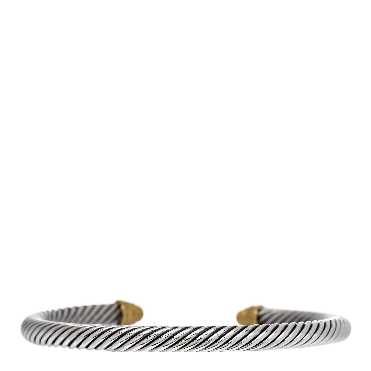 David Yurman Sterling Silver 18K Yellow Gold Diamond 5mm Cable Classics Bracelet 2 of 3