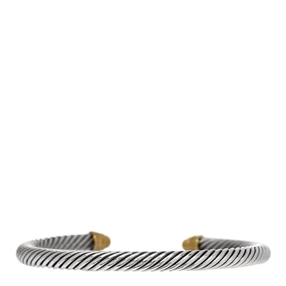 David Yurman Sterling Silver 18K Yellow Gold Diamond 5mm Cable Classics Bracelet 2 of 3