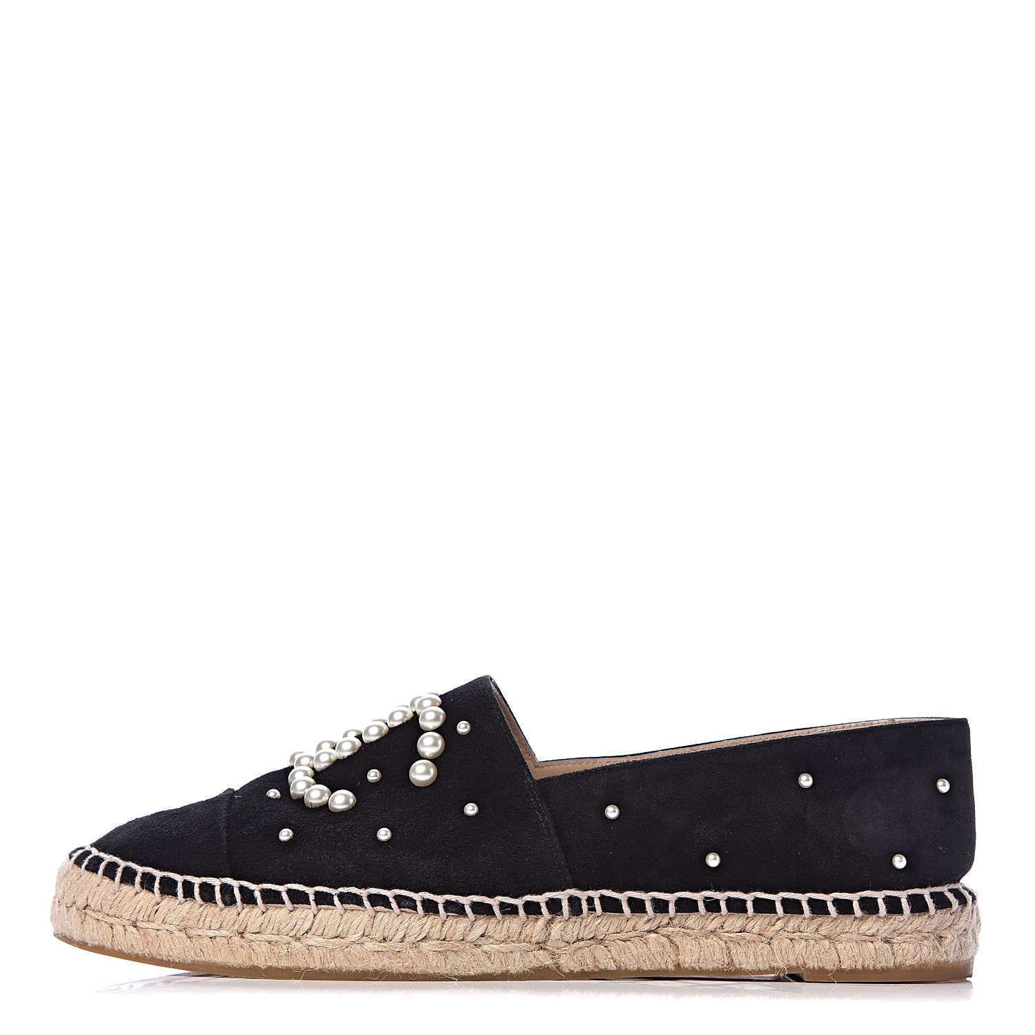 Chanel Suede Pearl CC Espadrilles 39 Black 1 of 11