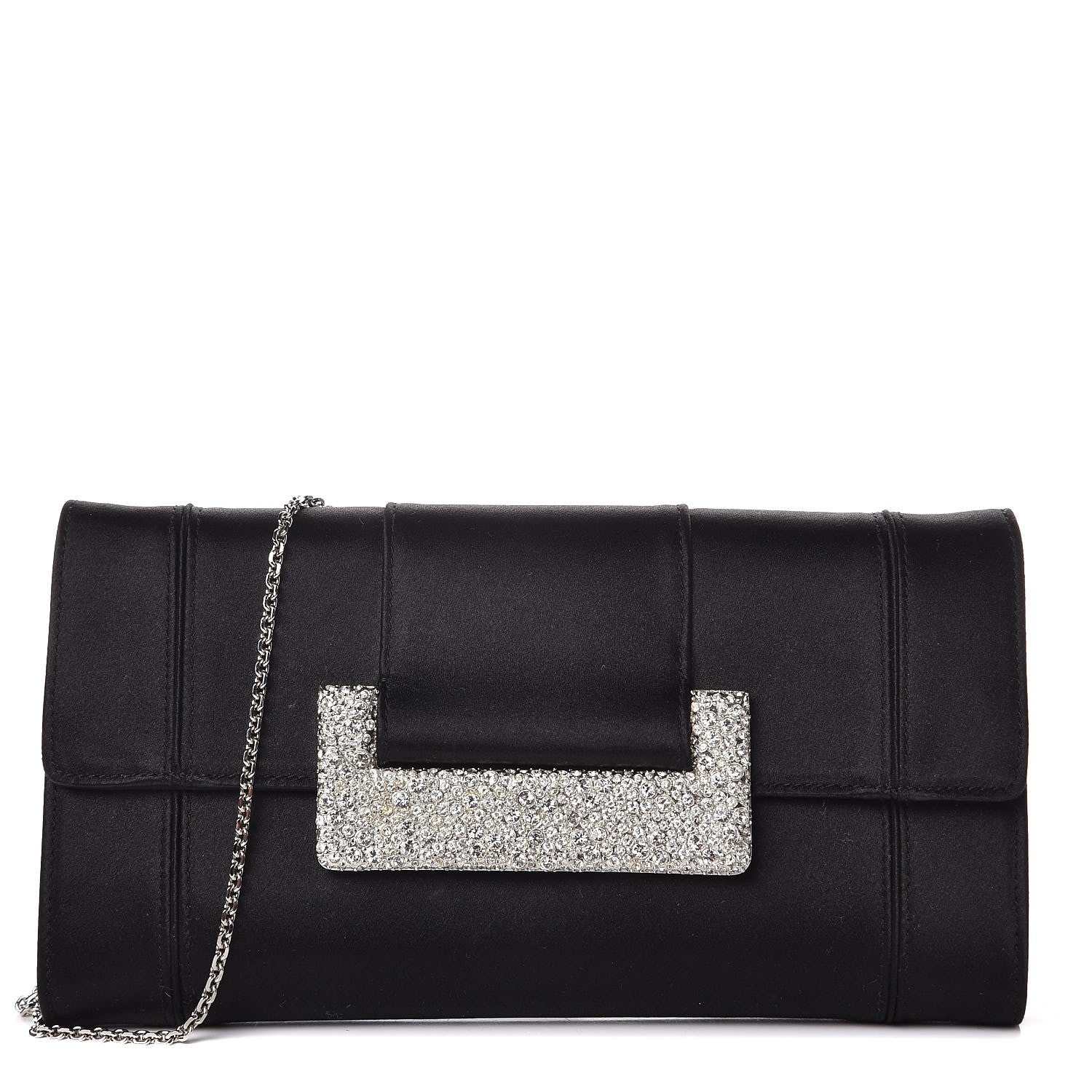 Judith Leiber Satin Swarovski Crystal Nina Clutch Black 1 of 7