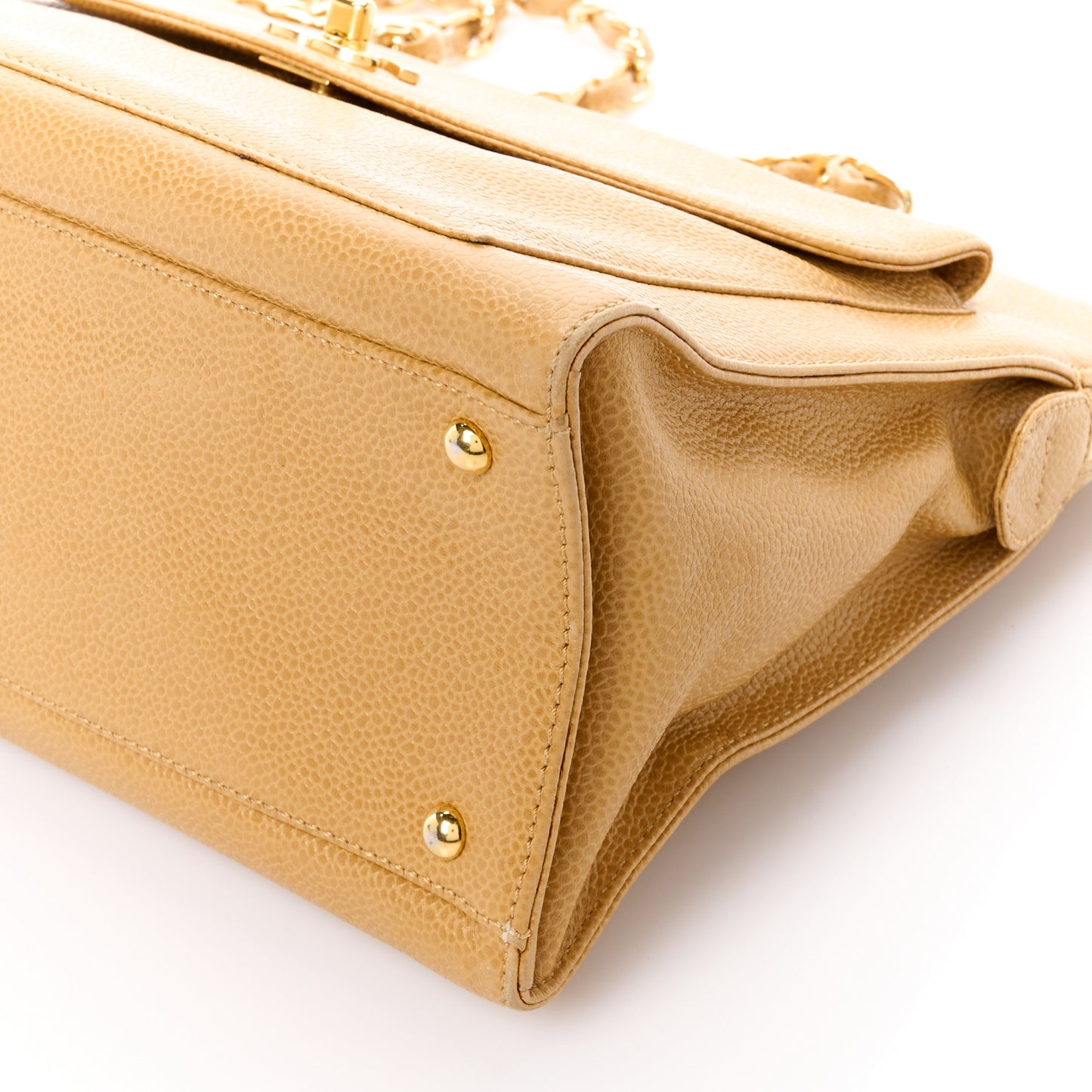 Caviar Flap Shoulder Bag Beige