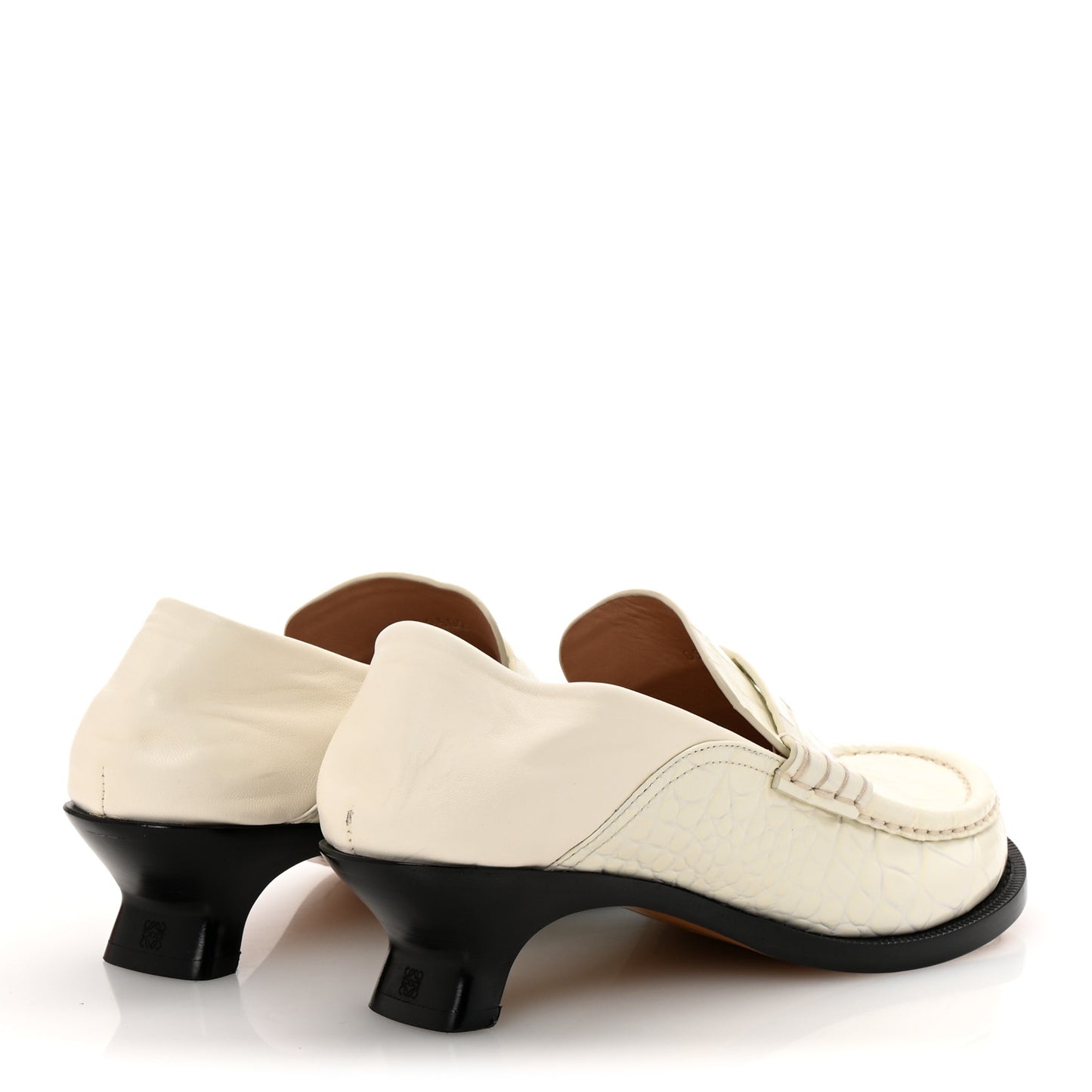 Crocodile Embossed Calfskin Campo 45mm Loafers 38 White