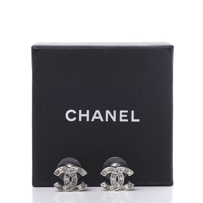 Chanel Baguette Crystal CC Earrings Silver 5 of 5