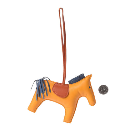 Hermes Milo Lambskin Grigri Rodeo Horse Bag Charm GM Jaune D'Or Bleu Agate Cornaline 2 of 4