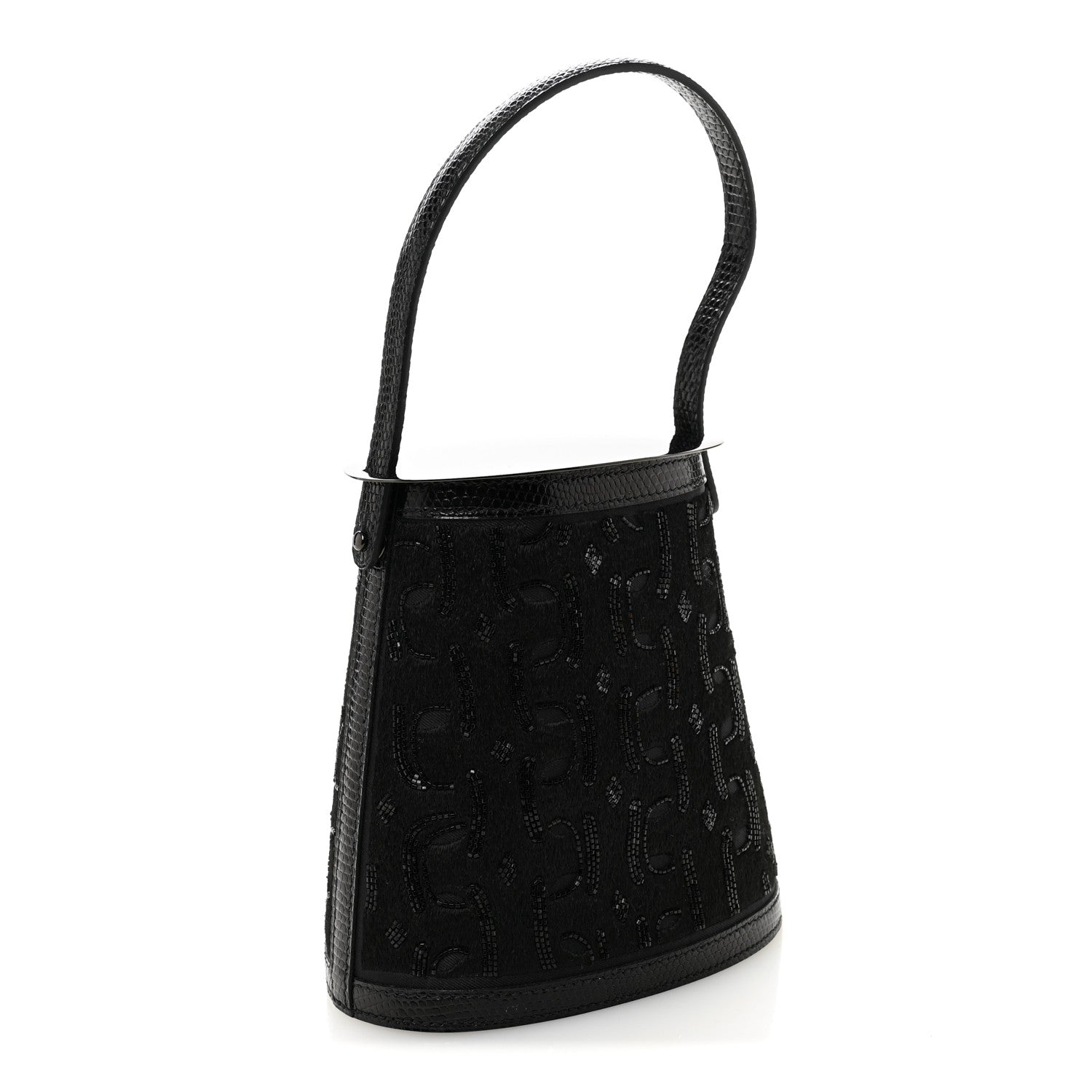 Hermes Lizard Embroidered Stromboli Black 3 of 10