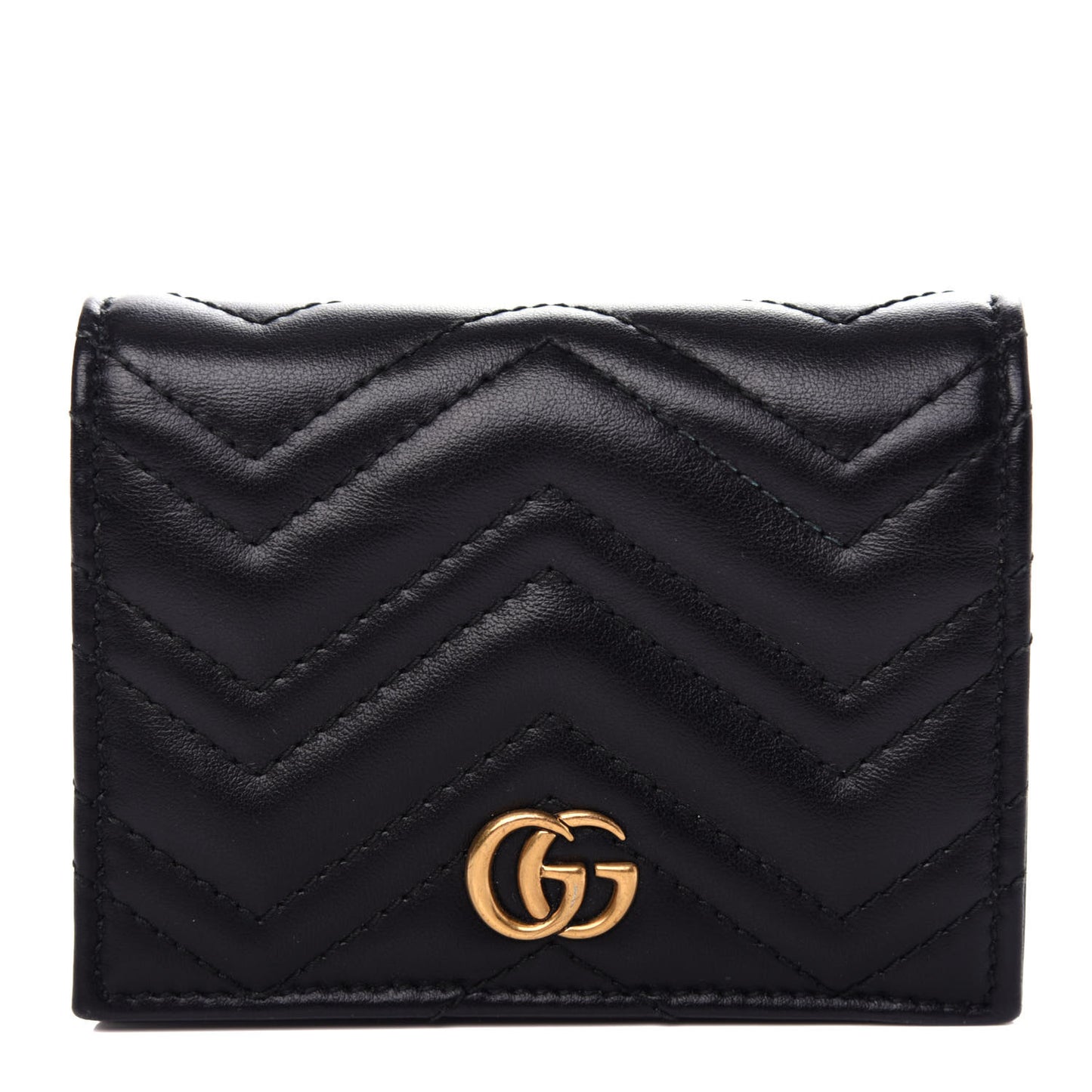 Calfskin Matelasse GG Marmont Card Case Wallet Black